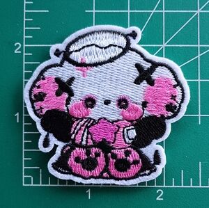 2/$10 Kawaii Goth Alternative Bunny Iron On Embroidered Patch